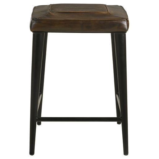 Alvaro Leather Upholstered Backless Counter Height Stool Antique Brown and Black (Set of 2) image