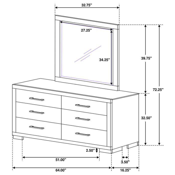 jessica silver dresser Jessica 6-drawer Dresser White