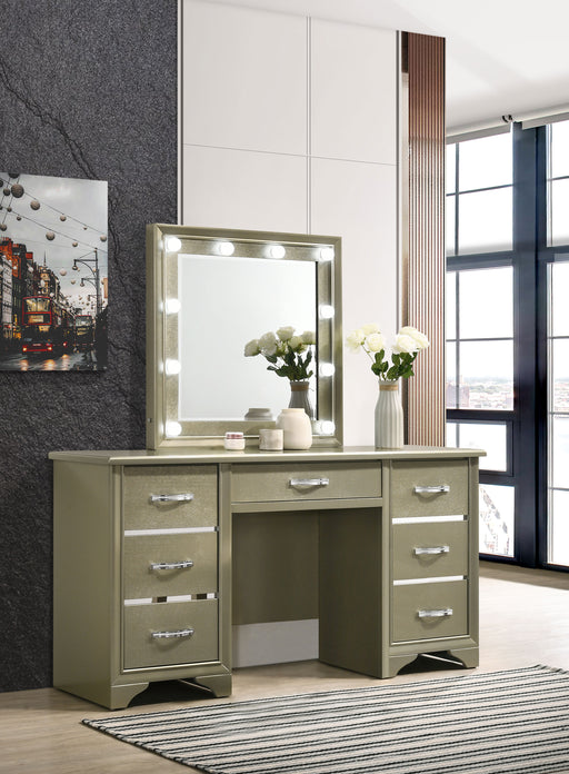 Beaumont 7-drawer Vanity Desk with Lighting Mirror Champagne image