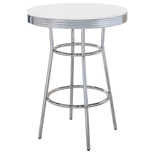 Theodore Round Bar Table Chrome and Glossy White image