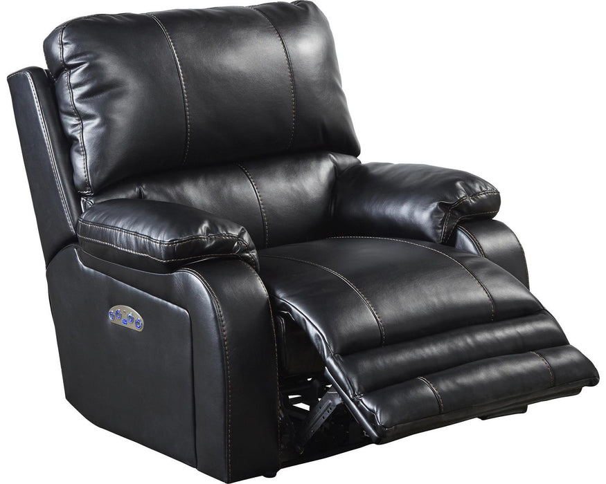 Catnapper Thornton Power Headrest/Power Lay Flat Recliner in Black