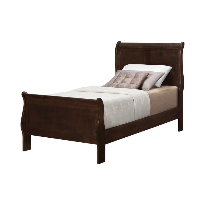 Louis Philippe Twin Panel Sleigh Bed Cappuccino