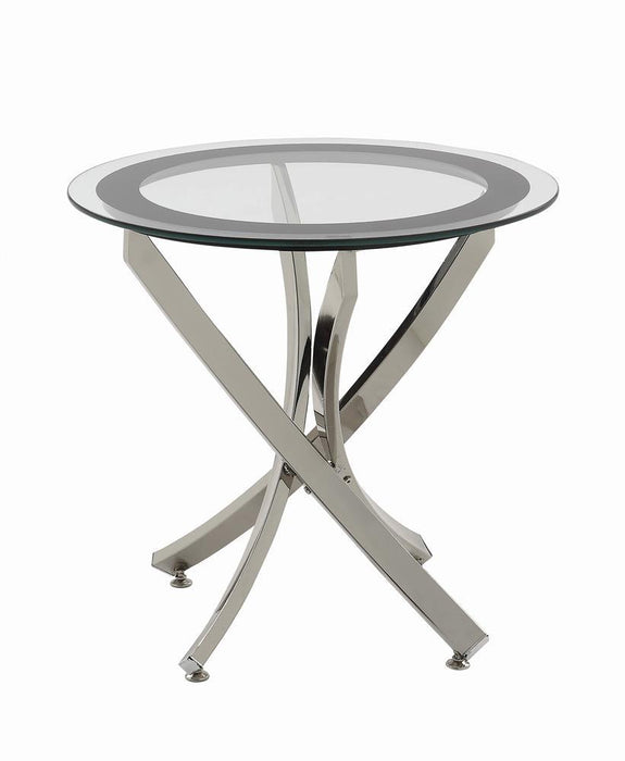Brooke Glass Top End Table Chrome and Black