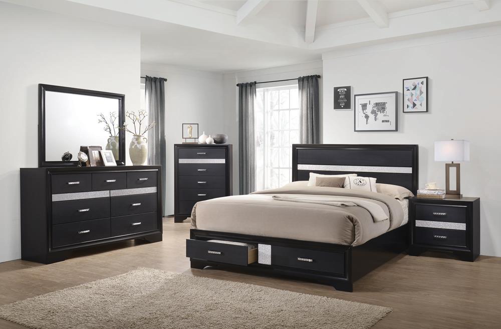 Miranda Queen 2-drawer Storage Bed Black