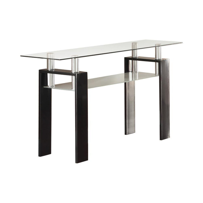 Dyer Tempered Glass Sofa Table with Shelf Black