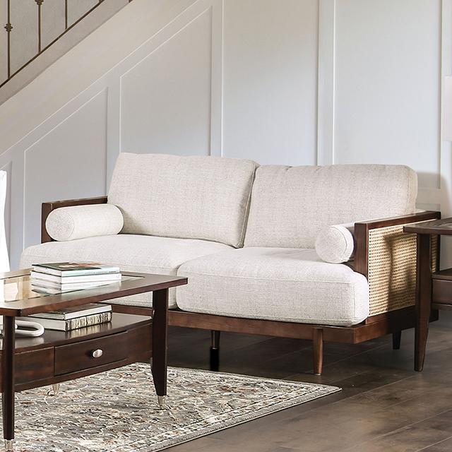 ALESUND Loveseat, Beige/Light Oak, Natural & Brown
