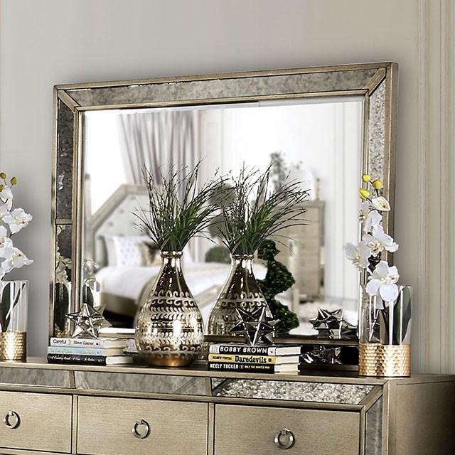 champagne dresser with mirror Luxury Antique Silver Champagne Finish Dresser W Mirror Storage Space Drawers Bedroom Furniture Antique Silver Bedroom Contemporary,Industrial,Modern,