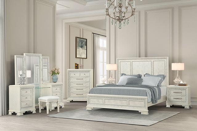 Stella Mia E.King & Queen Bed White & White