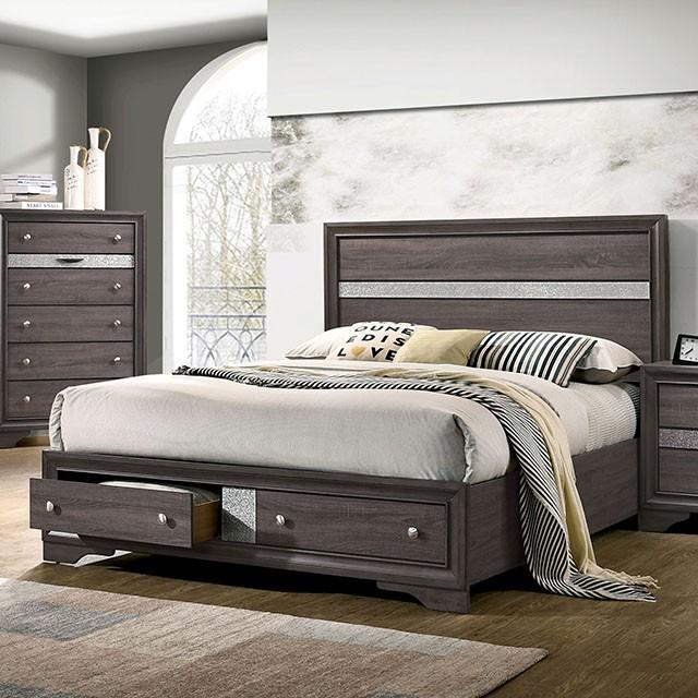 CHRISSY E.King, Full, & Queen Bed White, Grey, & Black