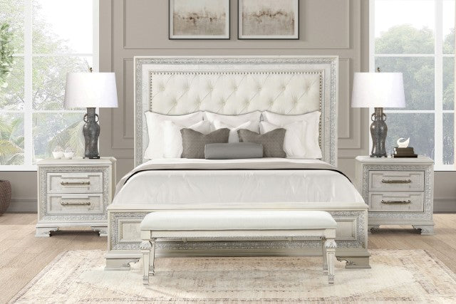 Stella Mia 4 Pc 5 Pc Queen Bedroom Set White & White