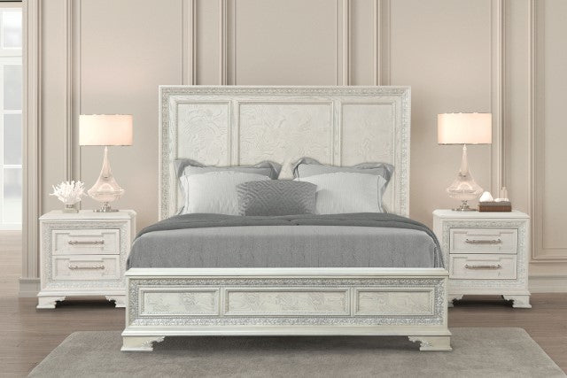 Stella Mia 4 Pc 5 Pc Queen Bedroom Set White & White